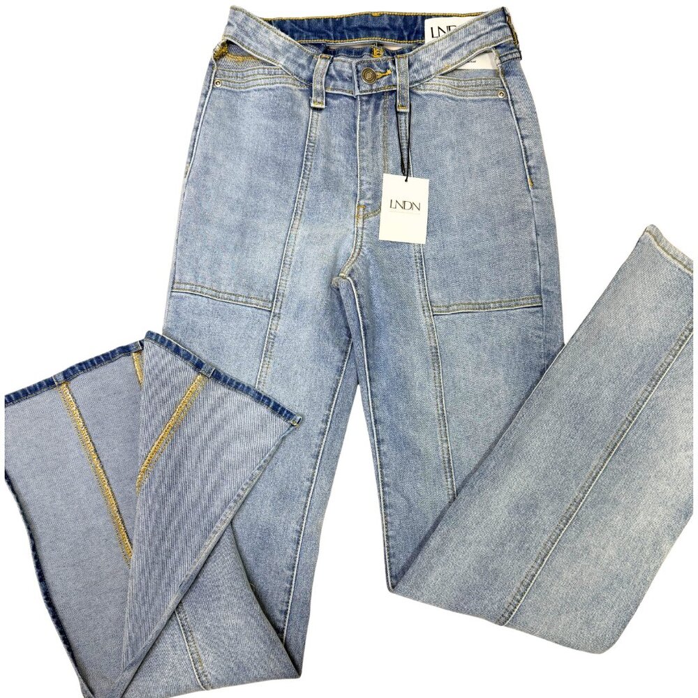 LNDN Women's Medium Wash Utility Straight Leg Jeans Size 24 & 26 NWT